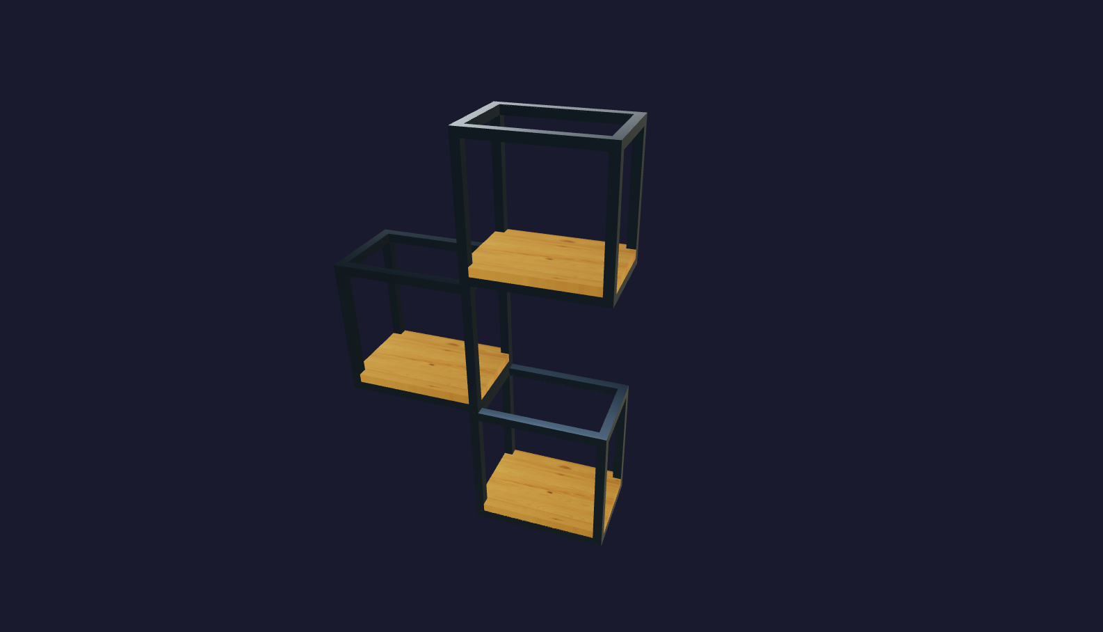 Plano 3D Estantería flotante geométrica decorativa