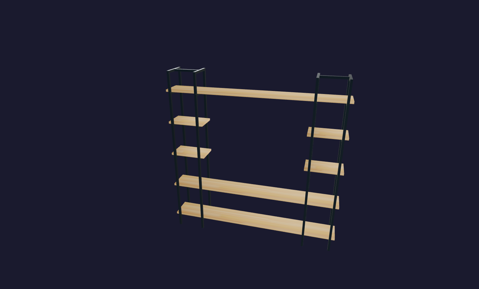 Plano 3D Estantería estilo industrial para TV - 240x240x36