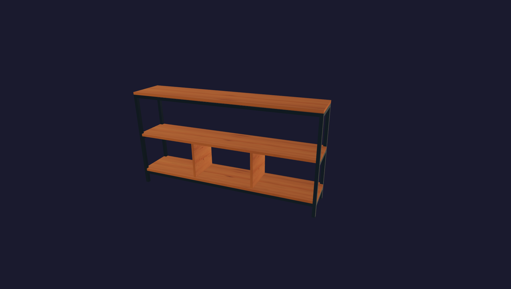 Plano 3D Rack versátil para tv en hierro y madera 150x80x30