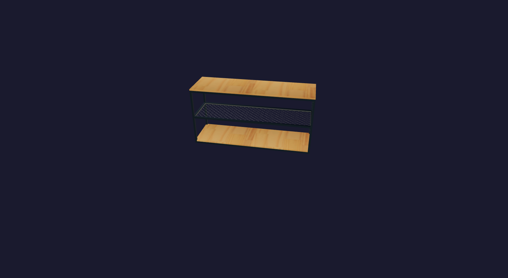Plano 3D Rack versátil de hierro y madera con estante