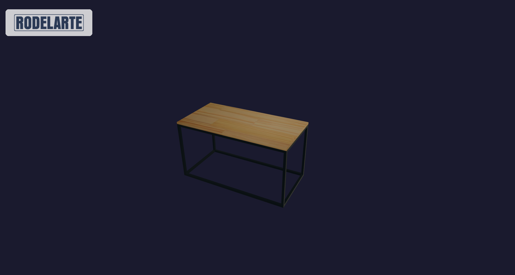 Plano 3D Mesa de centro industrial para salón moderno - 100x55x50