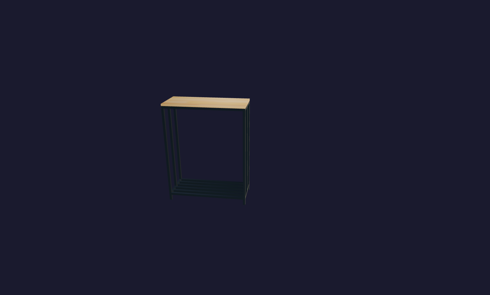 Plano 3D Leñero en hierro y madera - 90x70x30