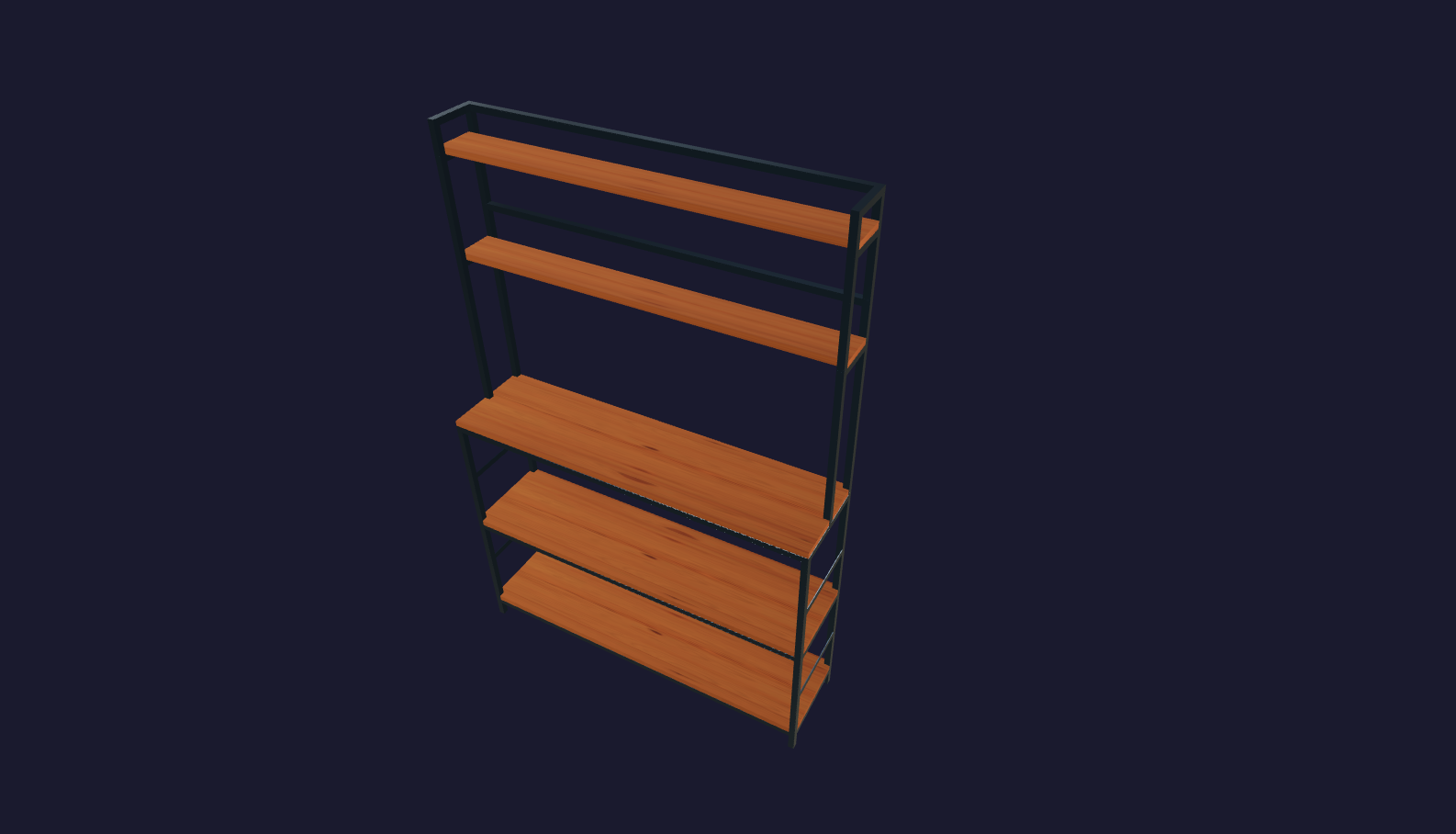 Plano 3D Estantería de cocina vintage industrial robusta 180x120x30