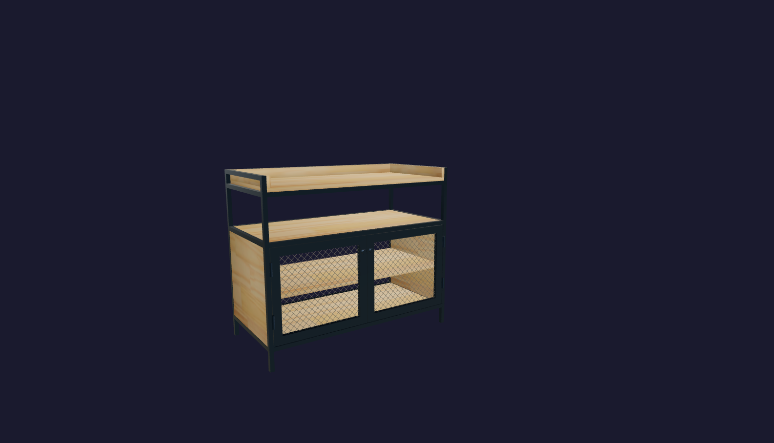 Plano 3D Versátil y compacto mueble industrial para TV