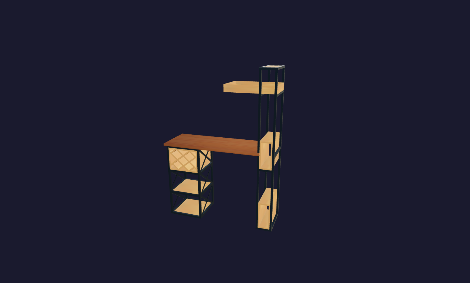 Plano 3D Bar compacto de hierro con estantes multiuso