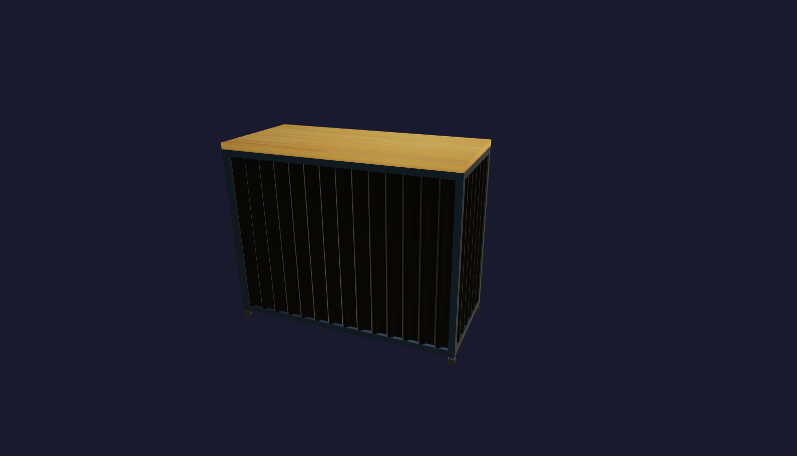 Plano 3D Barra moderna de madera y metal industrial