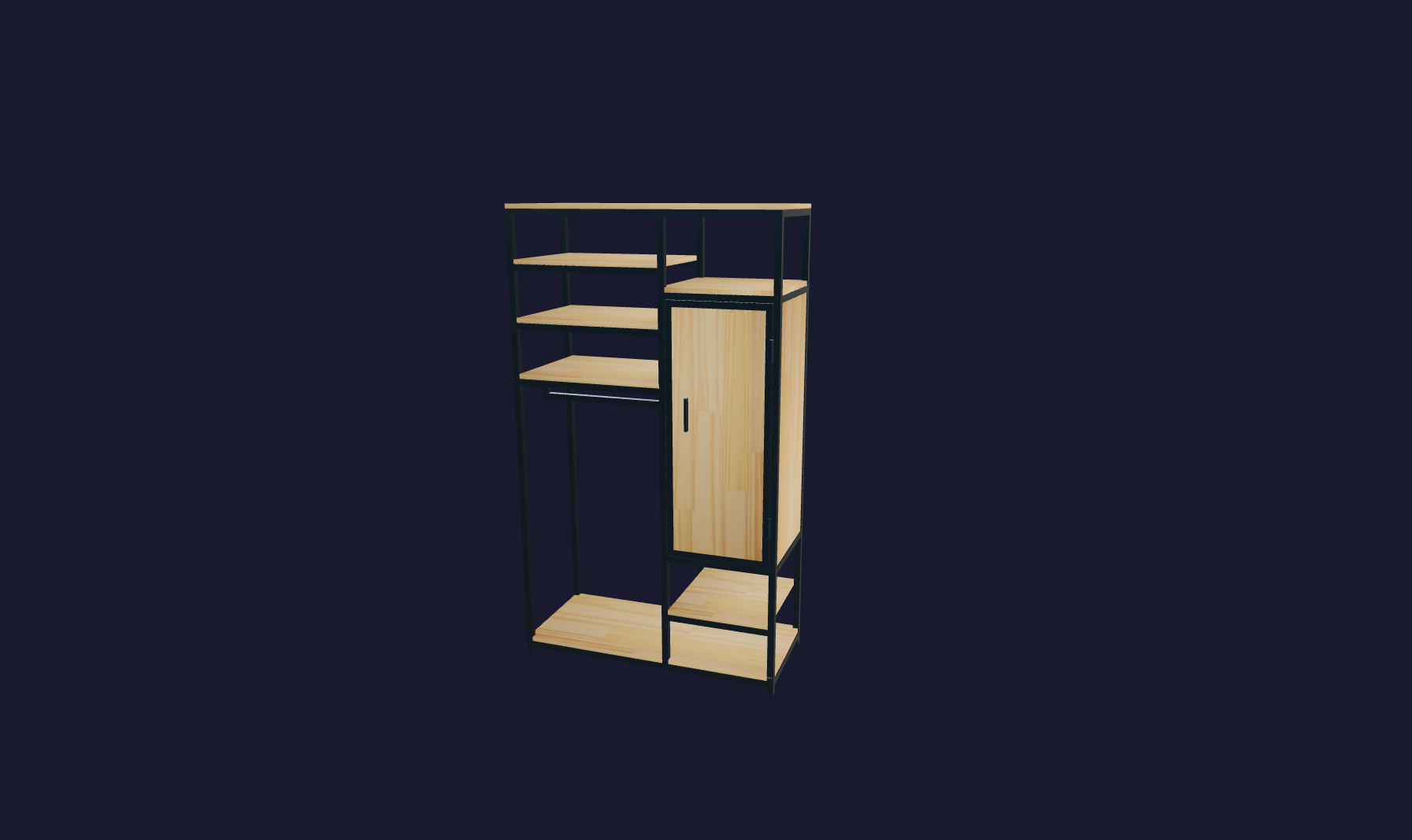 Plano 3D Estantería industrial de múltiples niveles