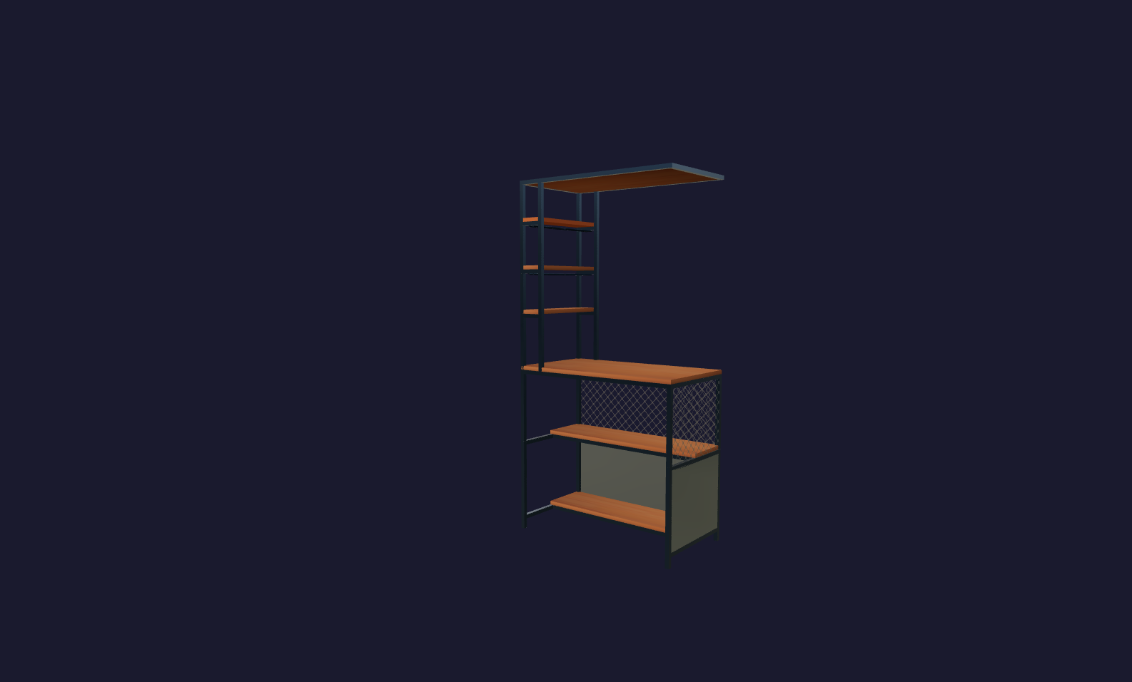 Plano 3D Barra tipo industrial para parrillero 190x120x80