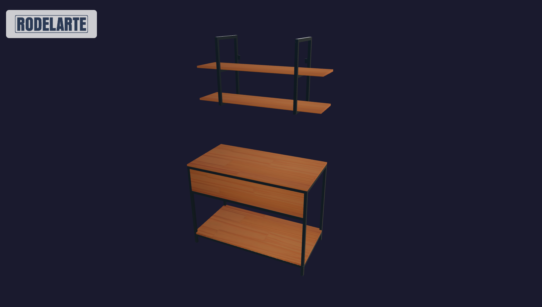 Plano 3D Mesada + estanteria de cocina