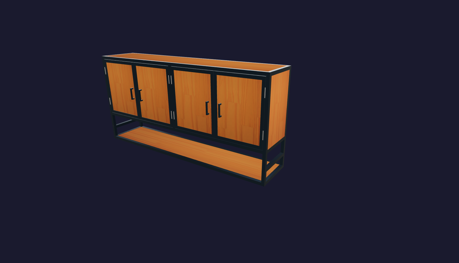 Plano 3D Alacena Flotante Industrial de Hierro y Madera