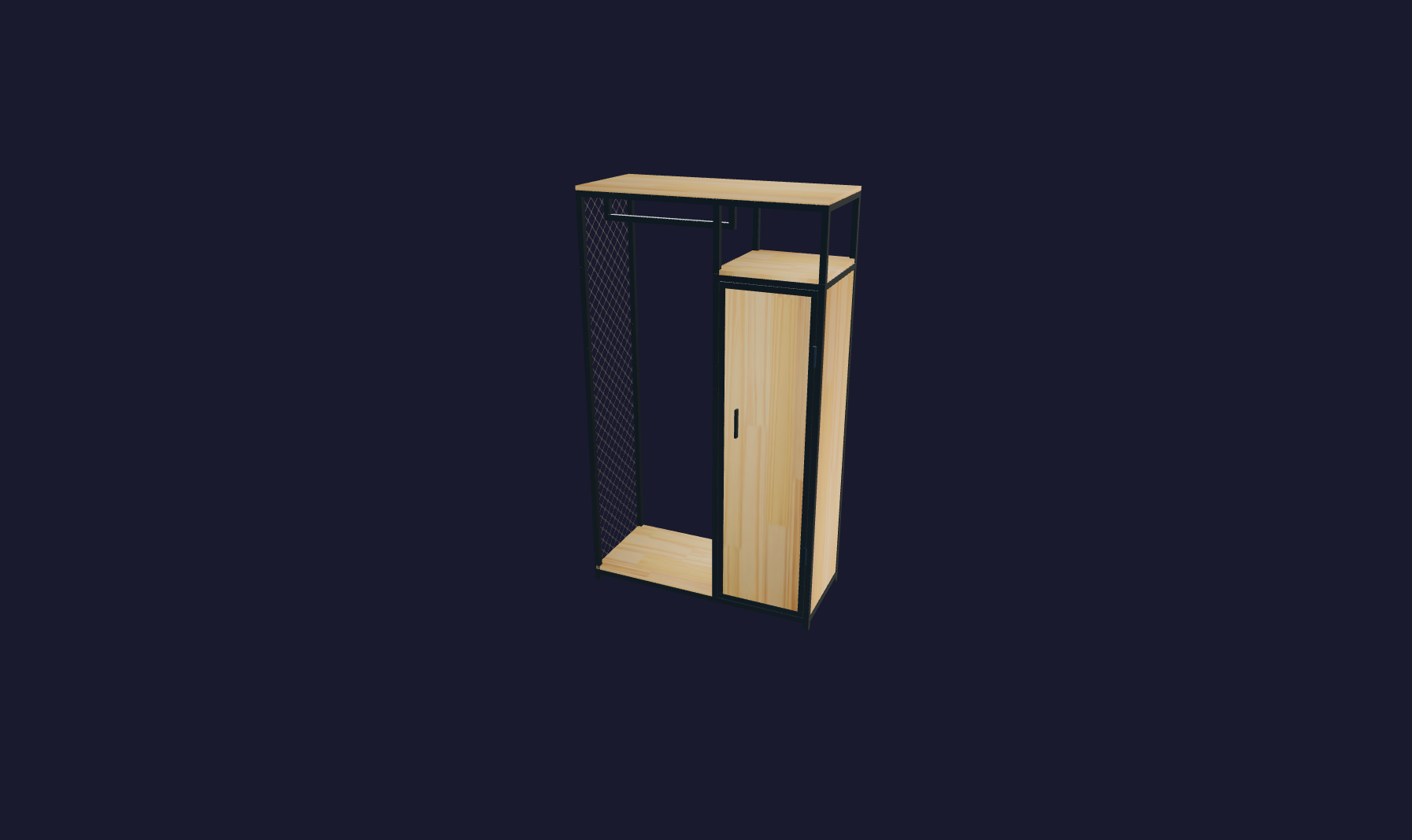 Plano 3D Dayna - Armario industrial 3 estantes