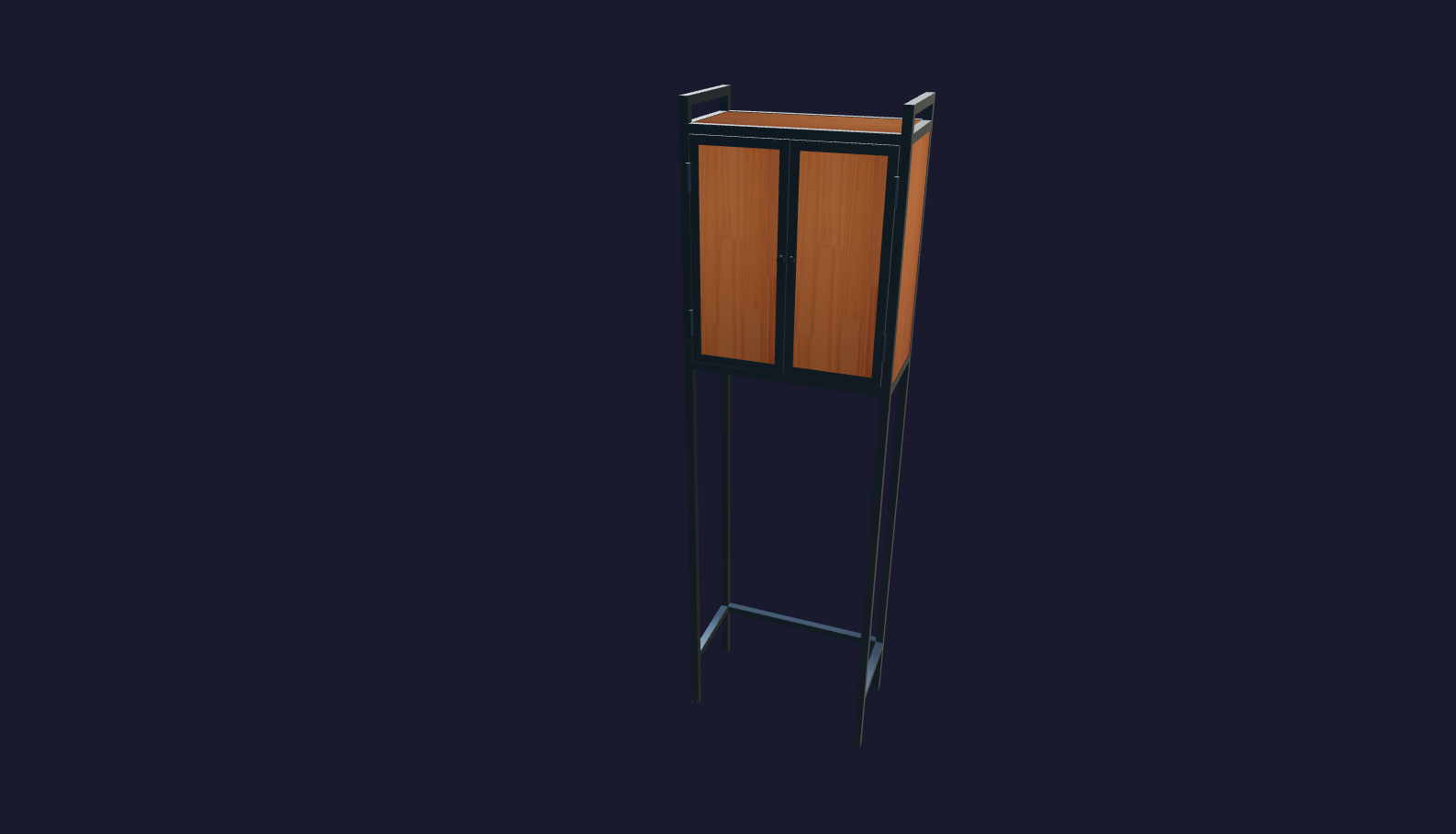 Plano 3D Estantería sobre inodoro con puertas 160x48x25