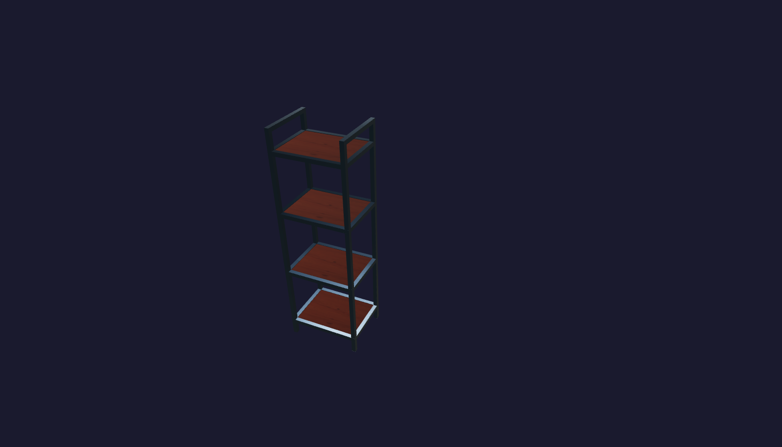 Plano 3D Estantería industrial de 4 niveles funcionales