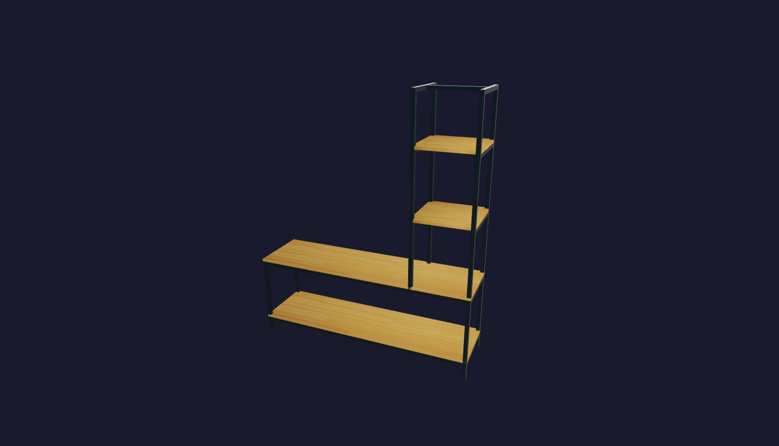 Plano 3D Dana - Escritorio con estanteria