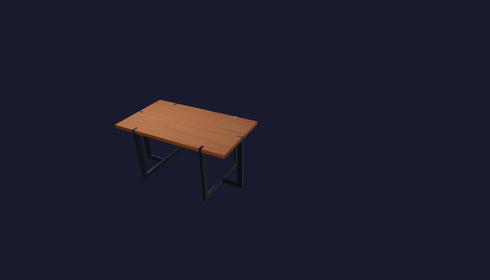 Plano 3D Mesa ratona industrial con base de hierro