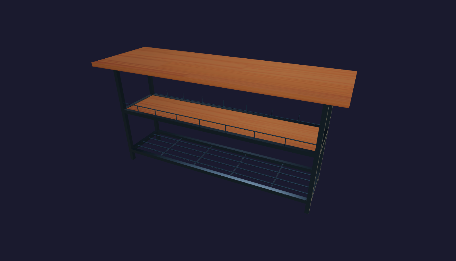 Plano 3D Tabla auxiliar industrial: diseño funcional y chic 180x90x60
