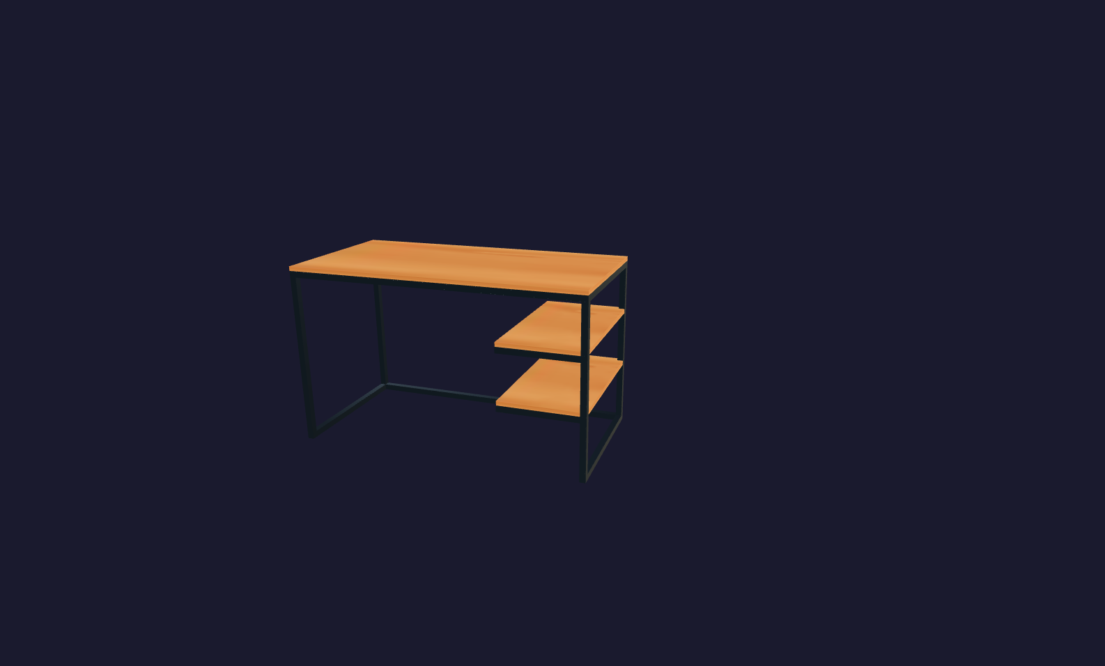 Plano 3D Escritorio funcional con estantes integrados