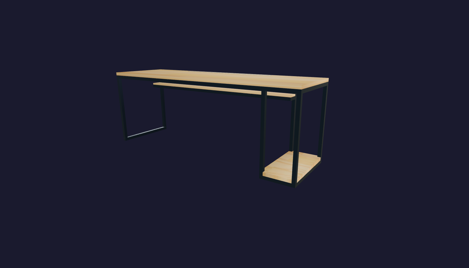 Plano 3D Escritorio a medida Industrial: Estilo y Funcionalidad - 200x75x60