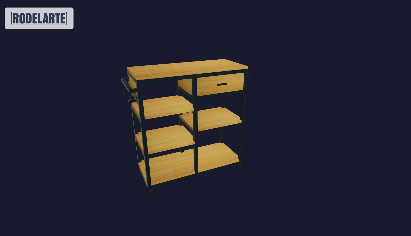 Plano 3D Mesa auxiliar de cocina - Sandra - 85x78x33