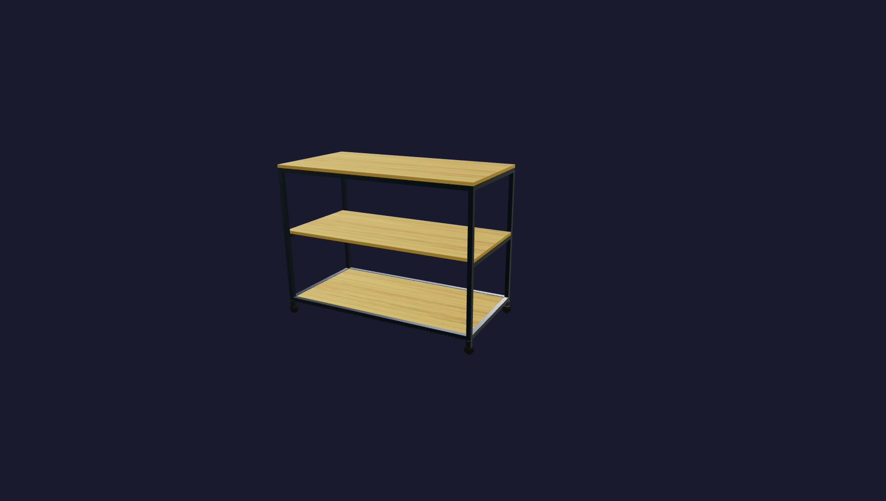 Plano 3D T - Barra movil con estantes 120x60x90