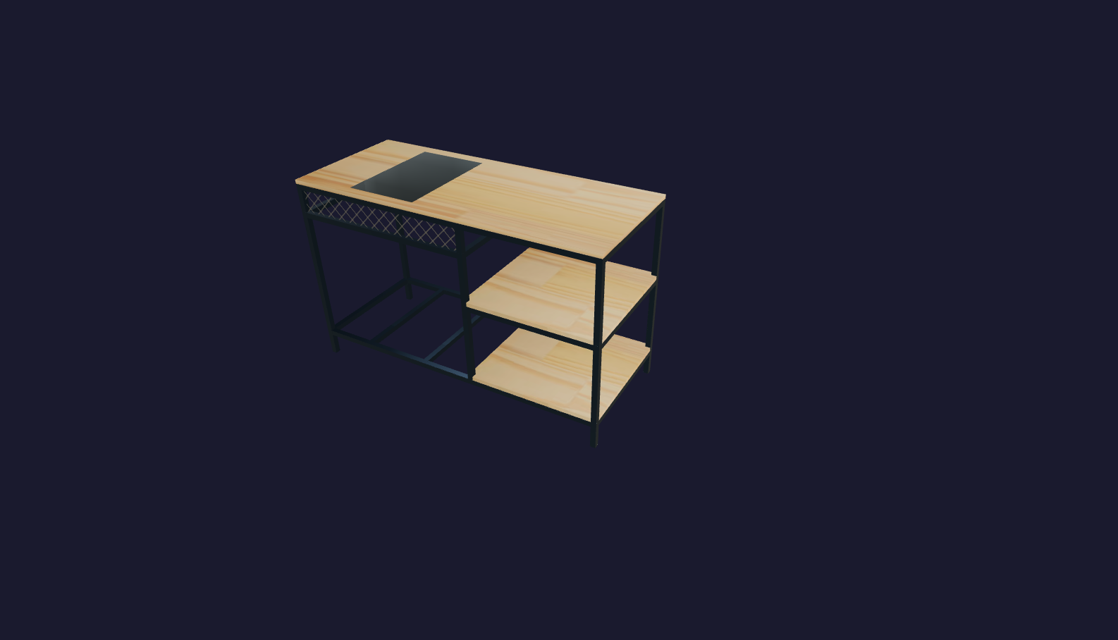 Plano 3D Isla de cocina para horno y hornillas integradas
