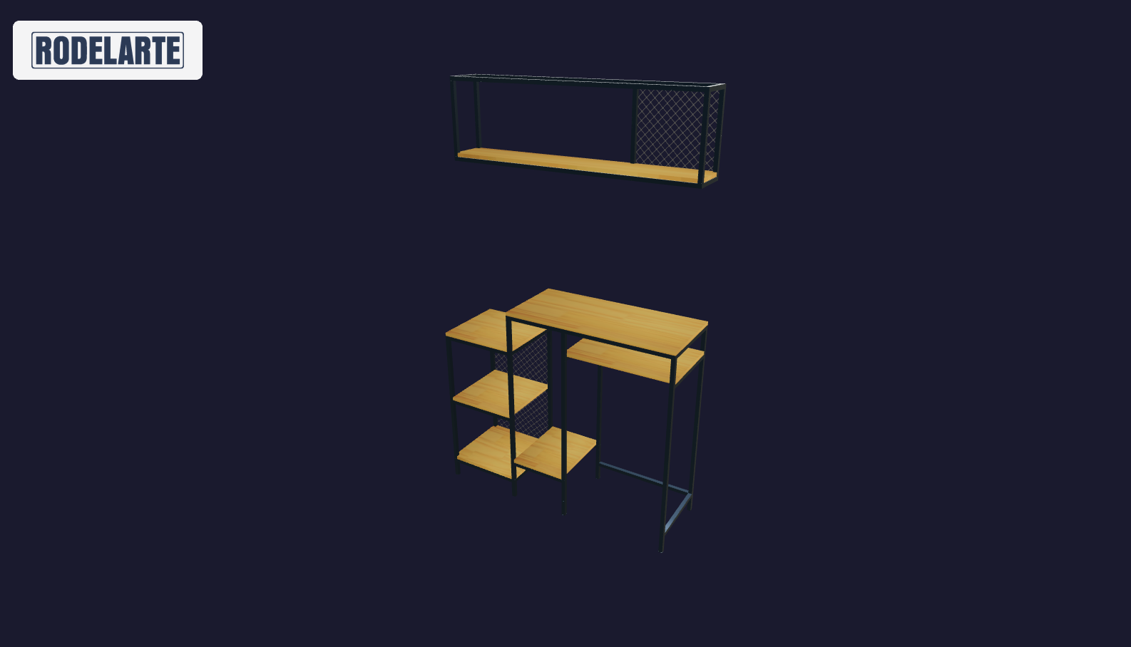 Plano 3D Mueble Bar Minimalista con Estante