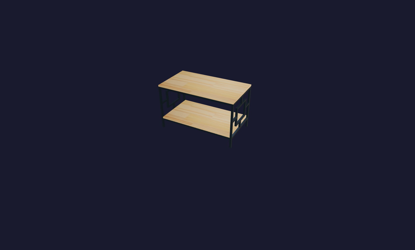 Plano 3D Mesa de centro moderna con estante inferior