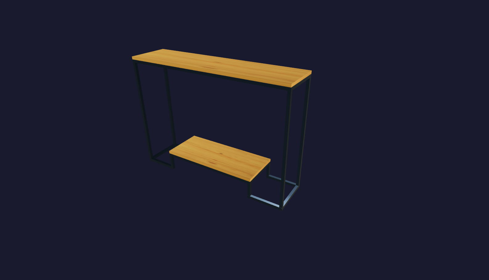 Plano 3D Mesa auxiliar industrial de hierro y madera