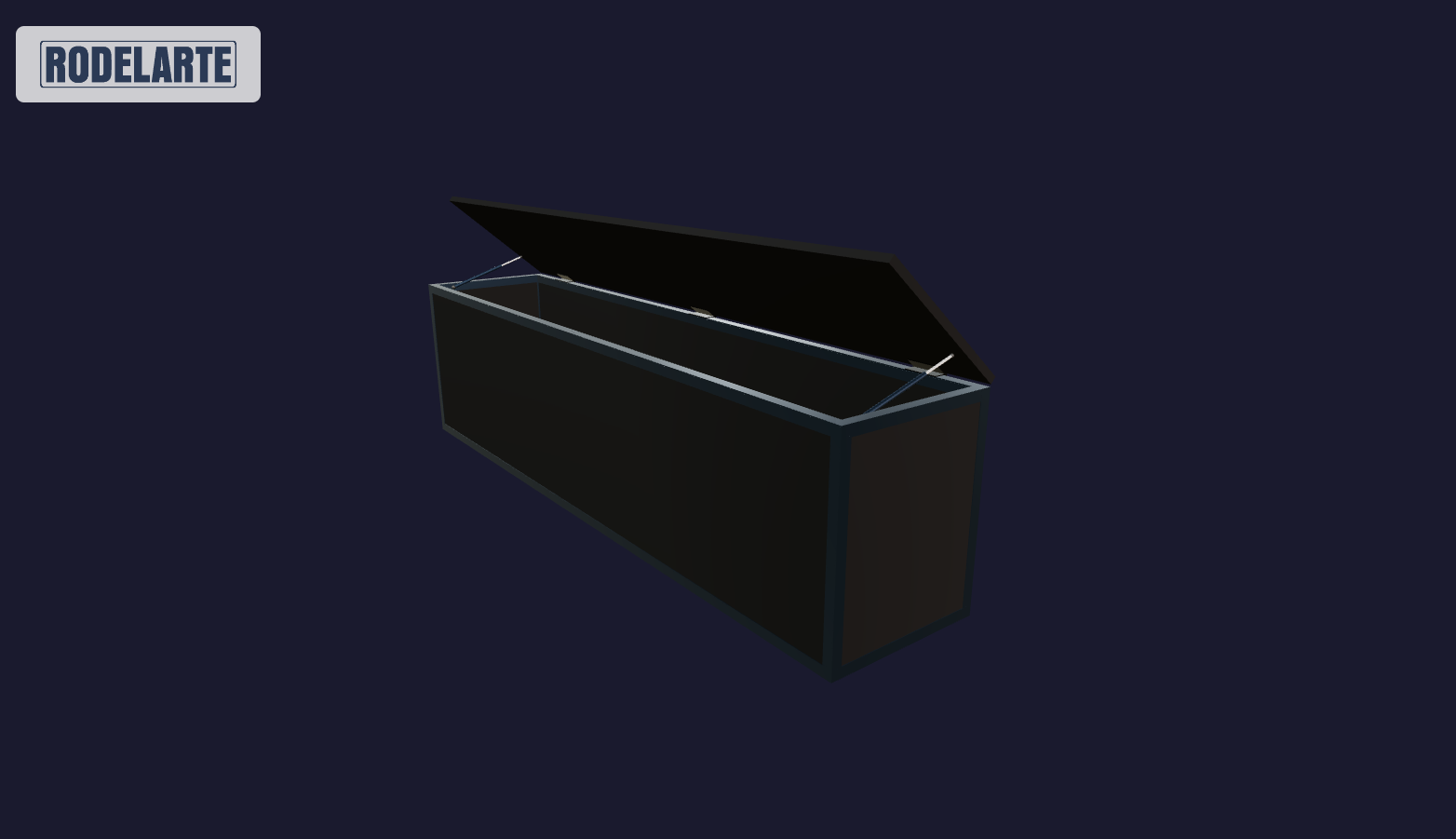 Plano 3D Baúl en hierro y madera - Kmi - 190x50x40