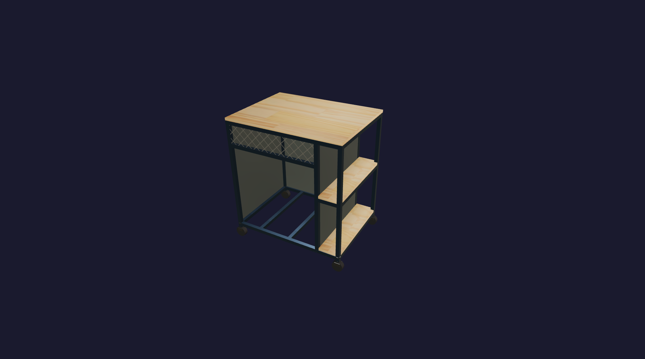 Plano 3D Yisel - Mueble para horno de empotrar tapado en chapa