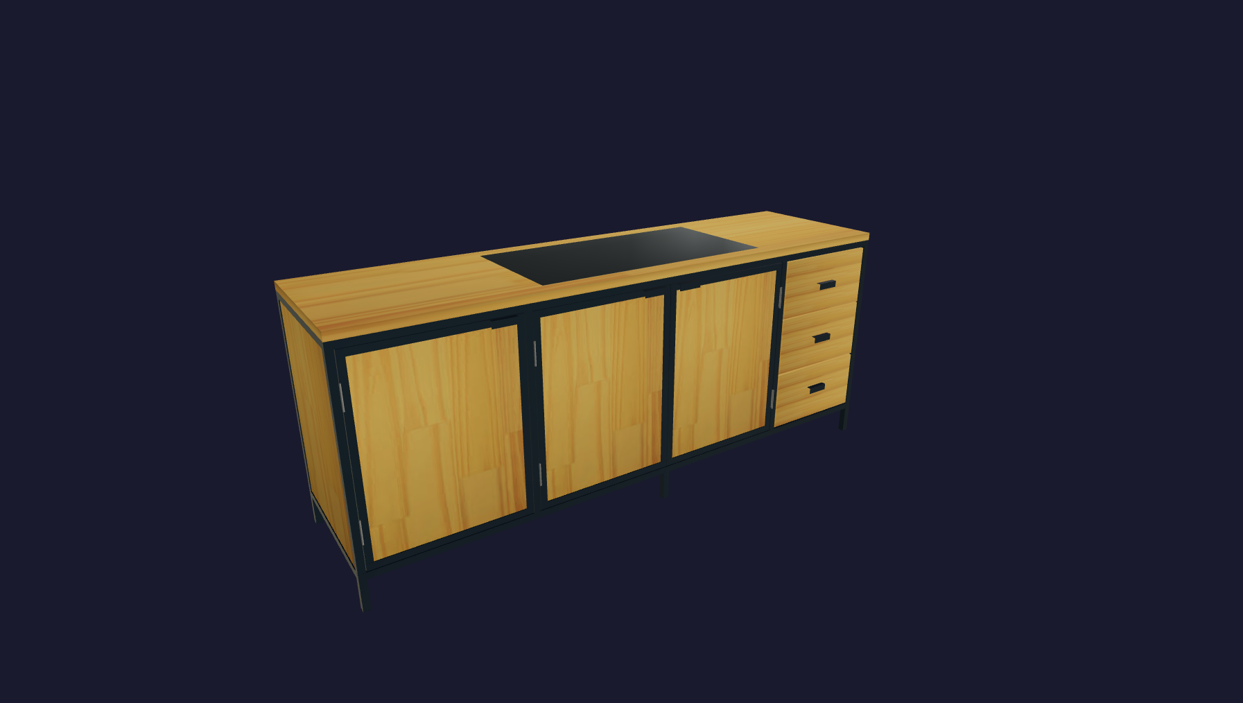 Plano 3D Gabinete industrial para cocina functional y moderno