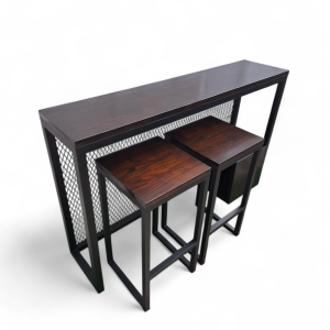 Barra de Cocina con Taburetes y Cubo