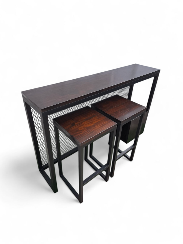 Barra de Cocina con Taburetes y Cubo
