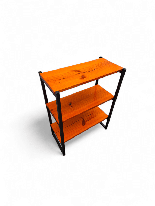 Organizador de Calzado en Hierro y Madera Zapatero moderno con estructura de hierro negro y estantes de madera naranja. Ideal para organizar calzado, combinando estilo industrial y funcionalidad en cualquier espacio.