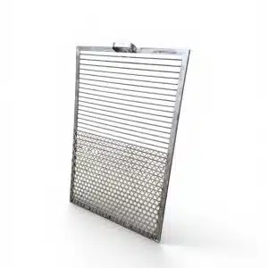 Parrilla de hierro con diseño combinado de barras y metal desplegado, ideal para asados al aire libre. Diseño robusto mejora la distribución del calor y facilita la limpieza.
