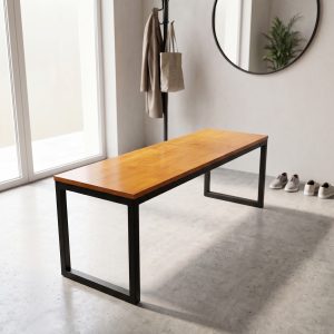 Banco Simple de Hierro y Madera (ambientada IA)