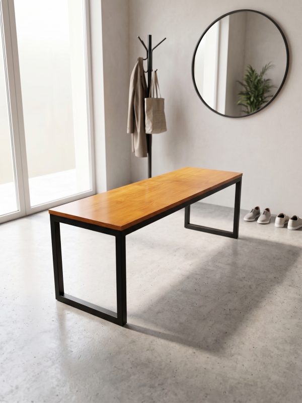 Banco Simple de Hierro y Madera (ambientada IA)