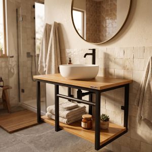 Mesada de Baño Con Estante (ambientada IA)