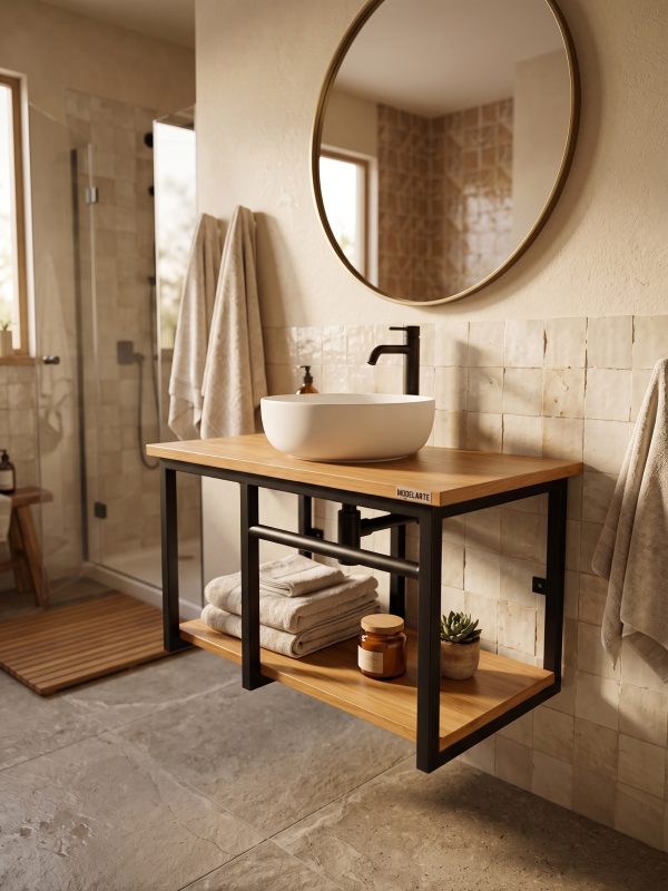 Mesada de Baño Con Estante (ambientada IA)