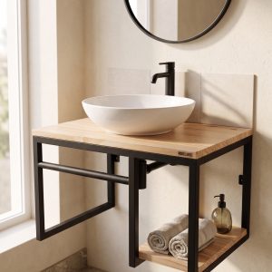 Mueble Con Estante Para Baño (ambientada IA)