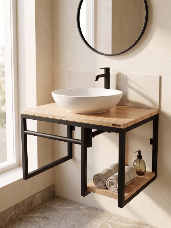 Mueble Con Estante Para Baño (ambientada IA)
