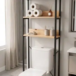 Estantería sobre inodoro para baño (ambientada IA)