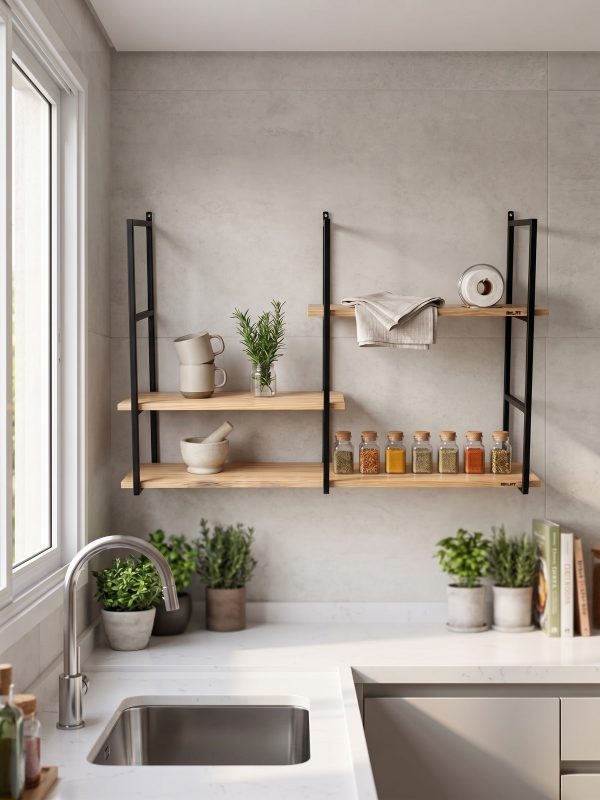 Estante flotante multifuncional para cocina (ambientada IA)