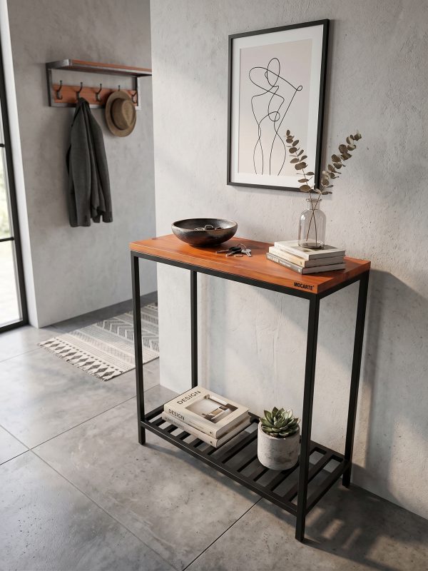 Mesa Recibidor de Hierro y Madera Estilo Industrial (ambientada IA)