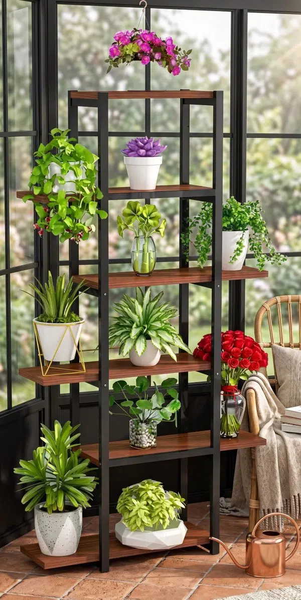 Estanteria Para Plantas Repisa Macetero (ambientada IA)