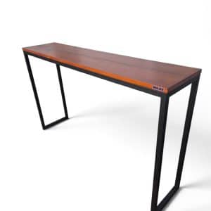 Mesa consola de hierro y madera, diseño moderno y minimalista, ideal para recibidores o salas de estar, combina elegancia y funcionalidad en espacios interiores