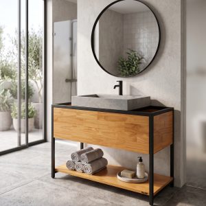 Mueble de Baño Para Bacha de Hormigón (ambientada IA)