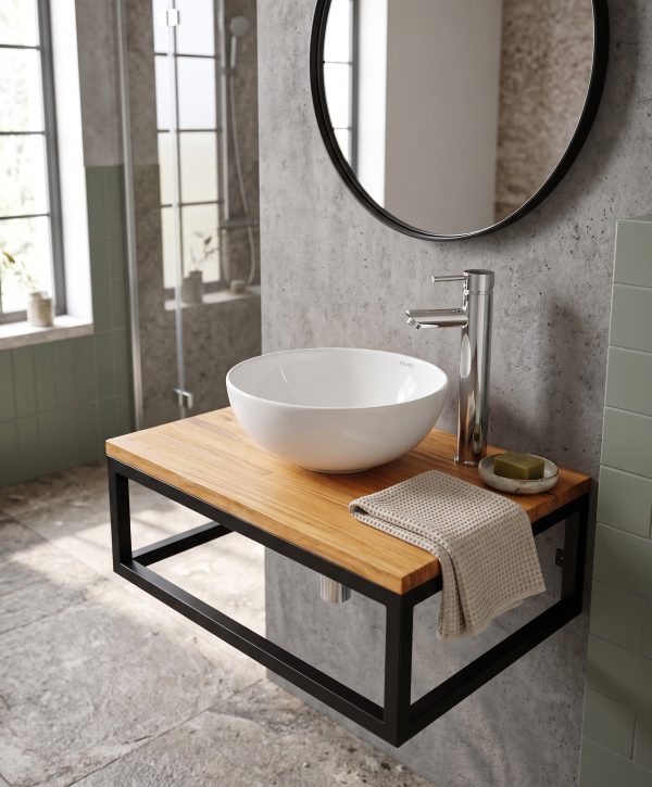 Mueble De Baño Con Bacha Pileta A Medida En Madera (ambientada IA)
