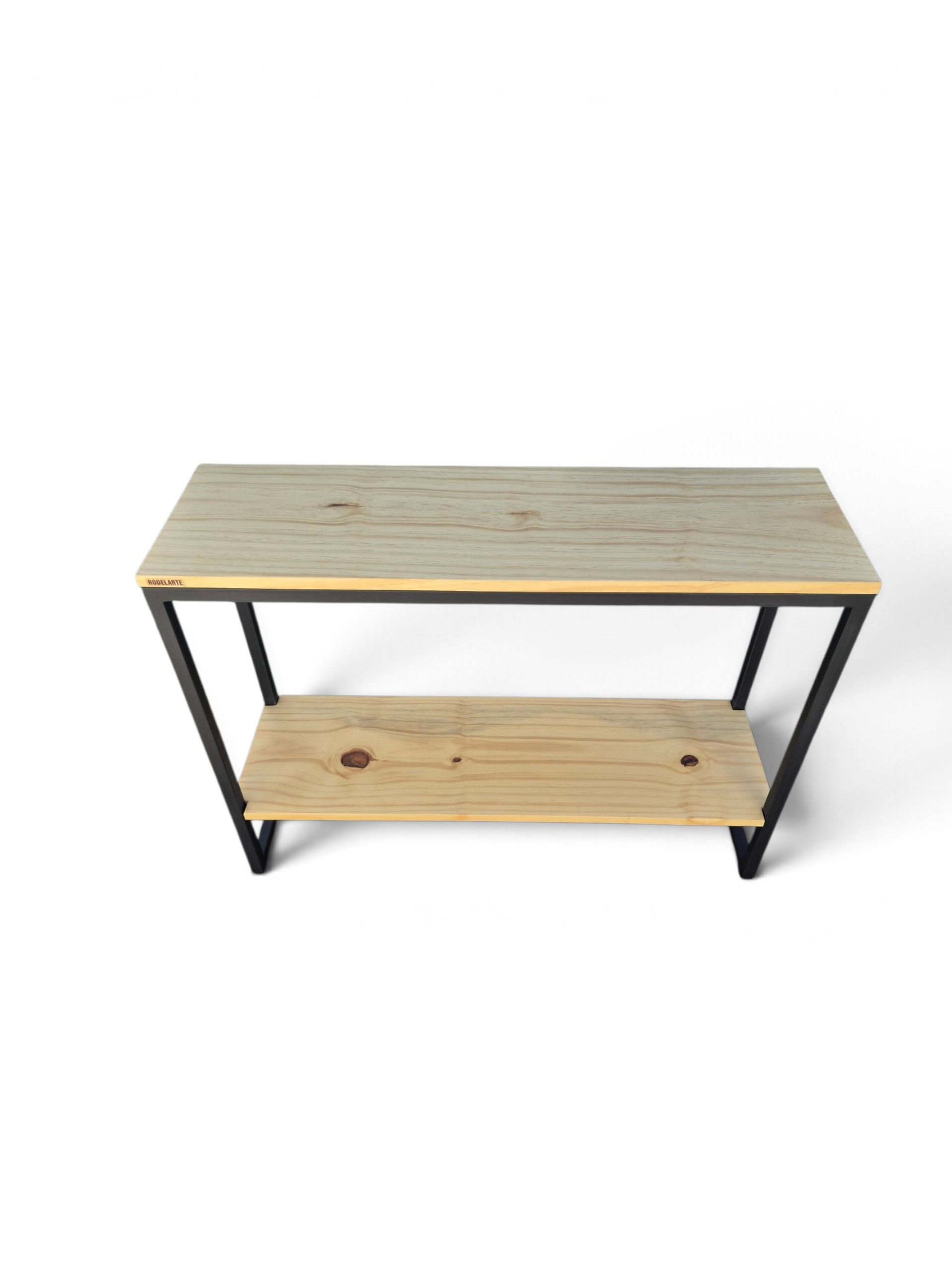 Consola recibidor con estante inferior, estructura negro satinado y madera tono cristal. Ideal para optimizar espacios en entradas o pasillos con estilo moderno y funcional. Medidas: 100x75x30 cm
