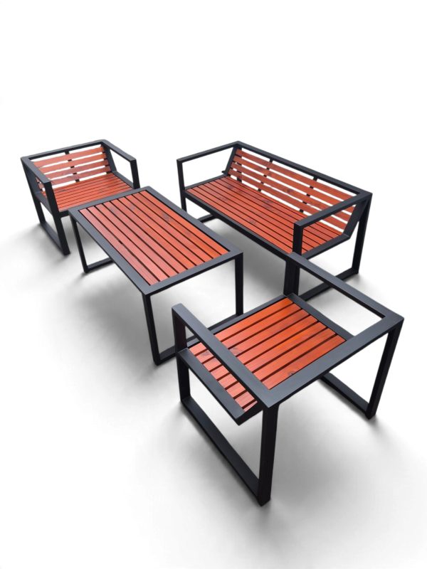 Juego de jardín lounge con mesa ratona